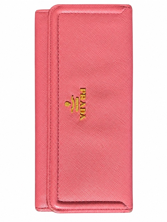 Prada Handbags - Prada Coral Pink Saffiano Continental Wallet with Gold Logo